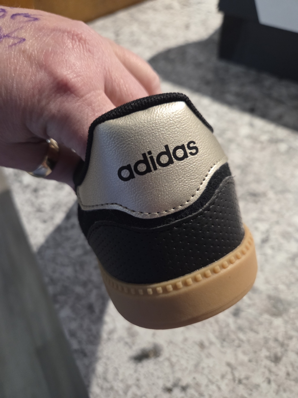 New In Box adidas Breaknet Sleek Women’s Black Suede with Bronze An Gum Sole - Picture 9 of 10